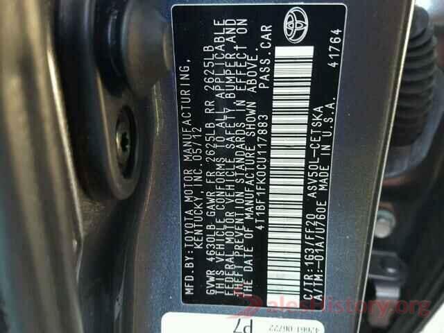 4T1BF1FK0CU117883 2012 TOYOTA CAMRY