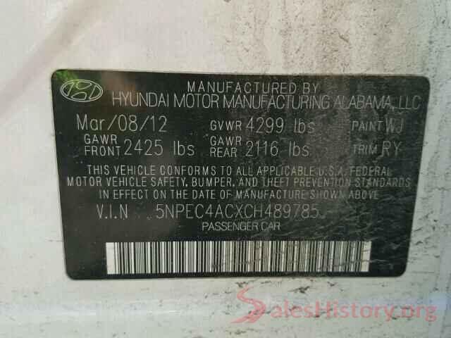 5NPEC4ACXCH489785 2012 HYUNDAI SONATA