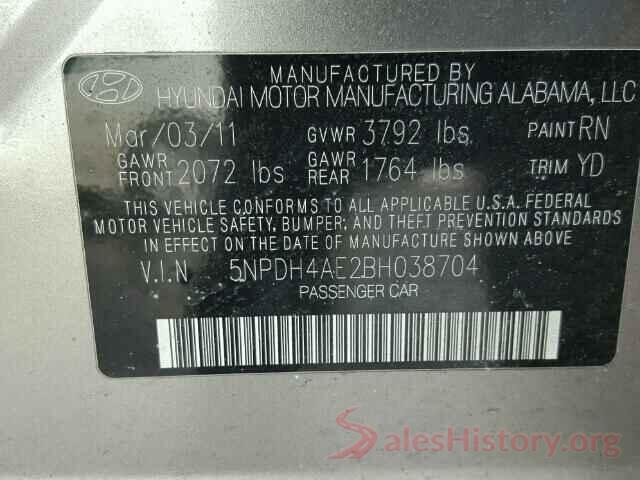 5NPDH4AE2BH038704 2011 HYUNDAI ELANTRA