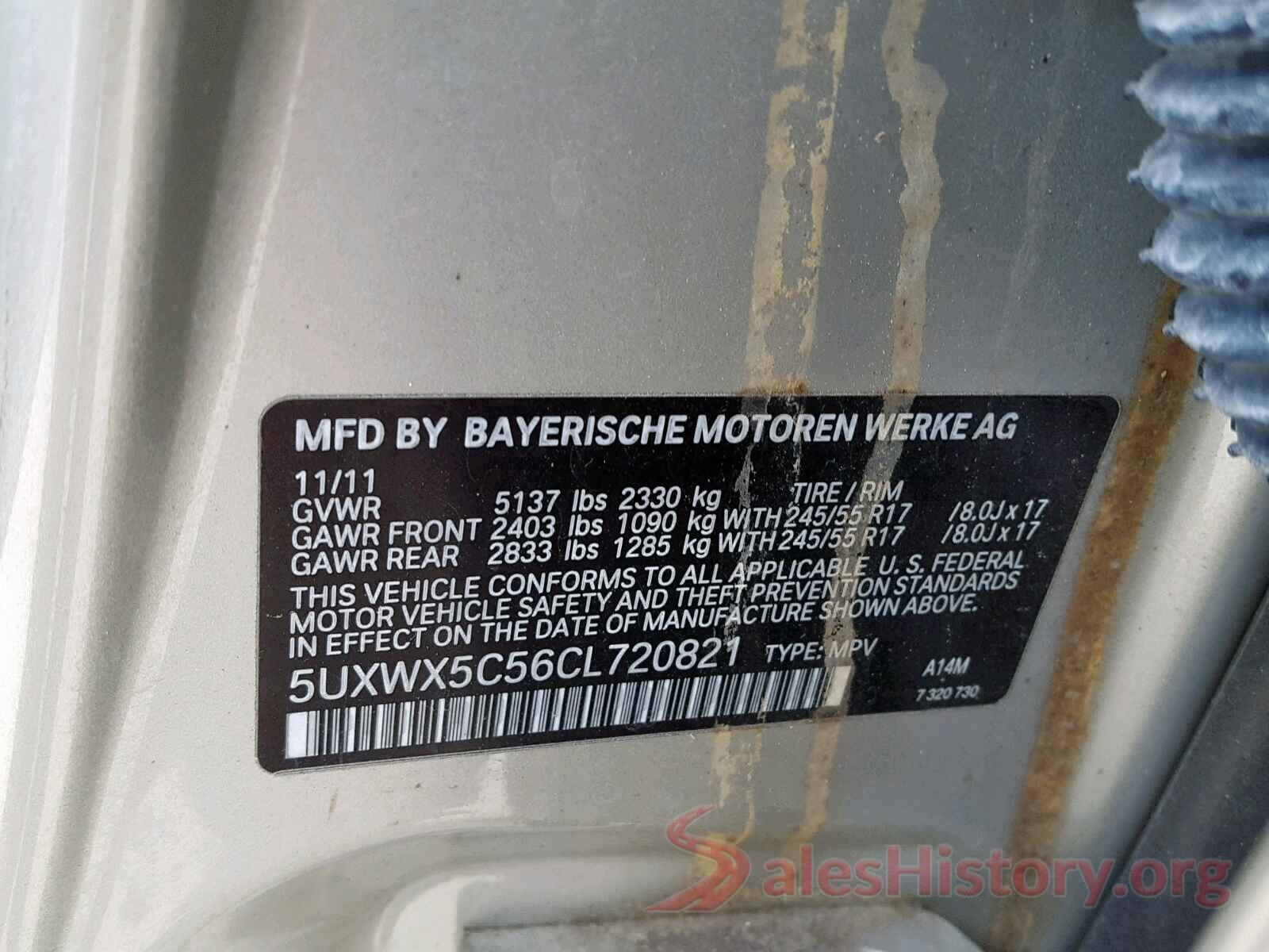 3MYDLBYV6HY165980 2012 BMW X3