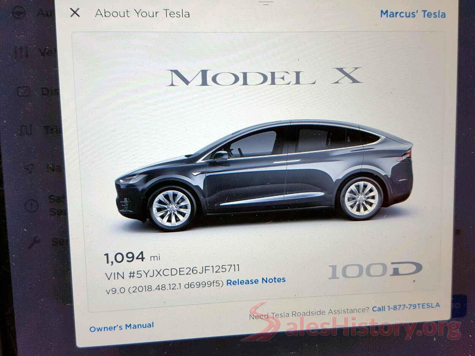 5YJXCDE26JF125711 2018 TESLA MODEL X