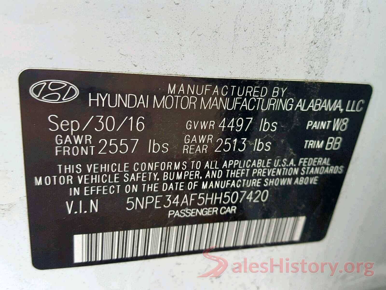 5NPE34AF5HH507420 2017 HYUNDAI SONATA