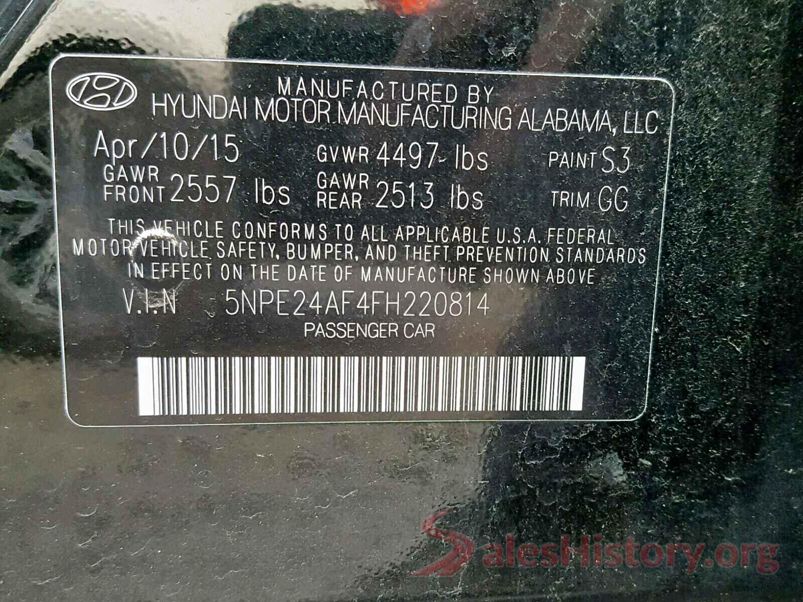 5NPE24AF4FH220814 2015 HYUNDAI SONATA