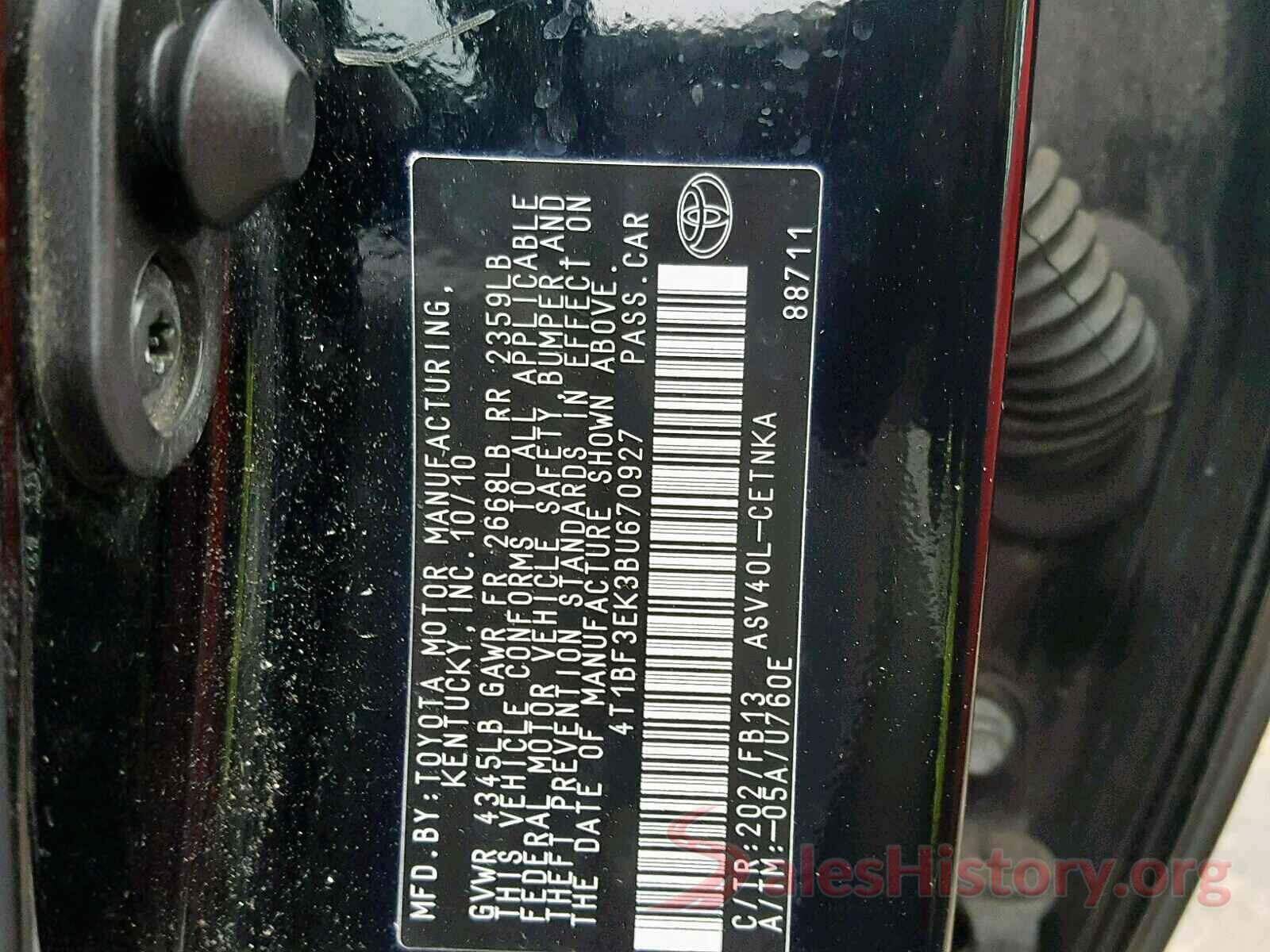 4T1BF3EK3BU670927 2011 TOYOTA CAMRY BASE