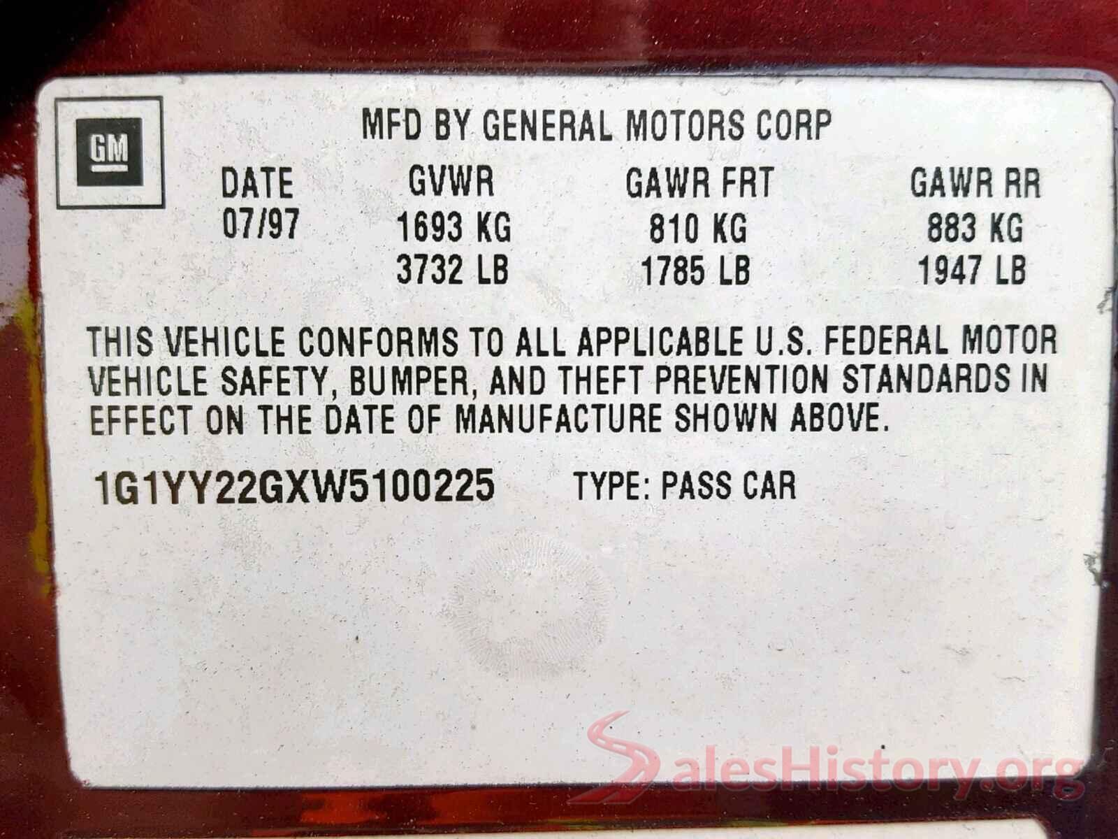 1G1YY22GXW5100225 1998 CHEVROLET CORVETTE