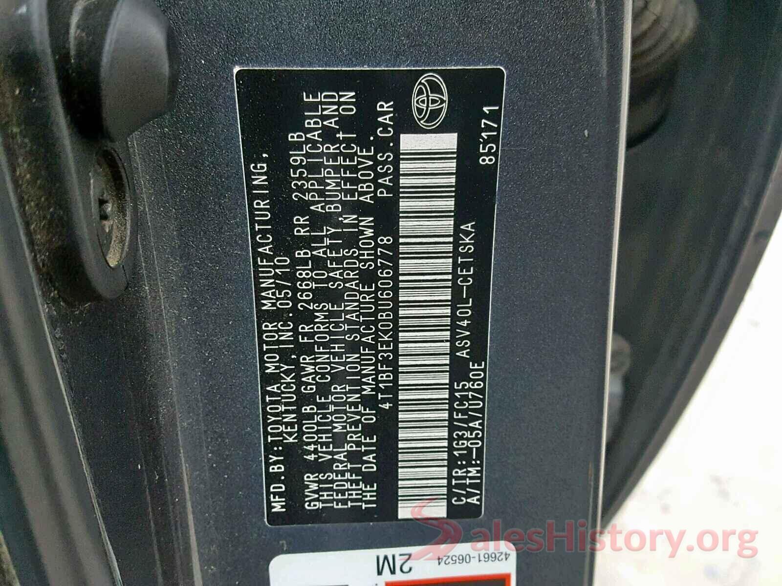 4T1BF3EK0BU606778 2011 TOYOTA CAMRY BASE