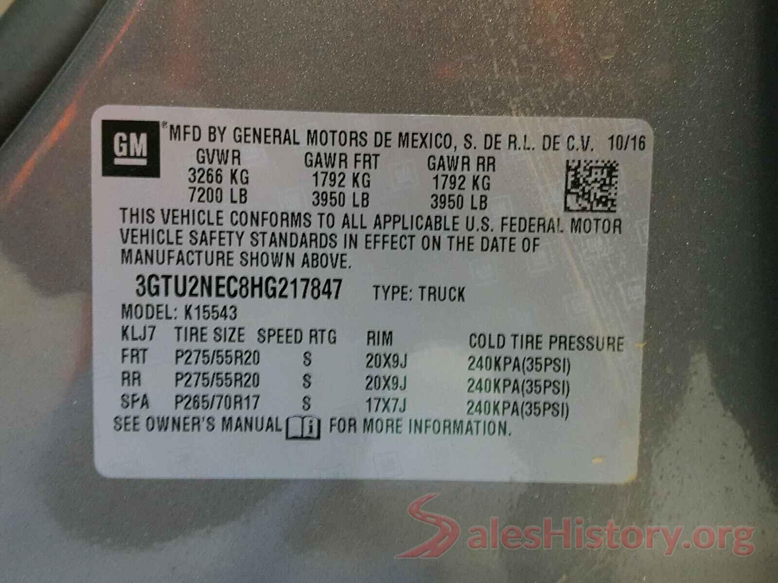 3GTU2NEC8HG217847 2017 GMC SIERRA