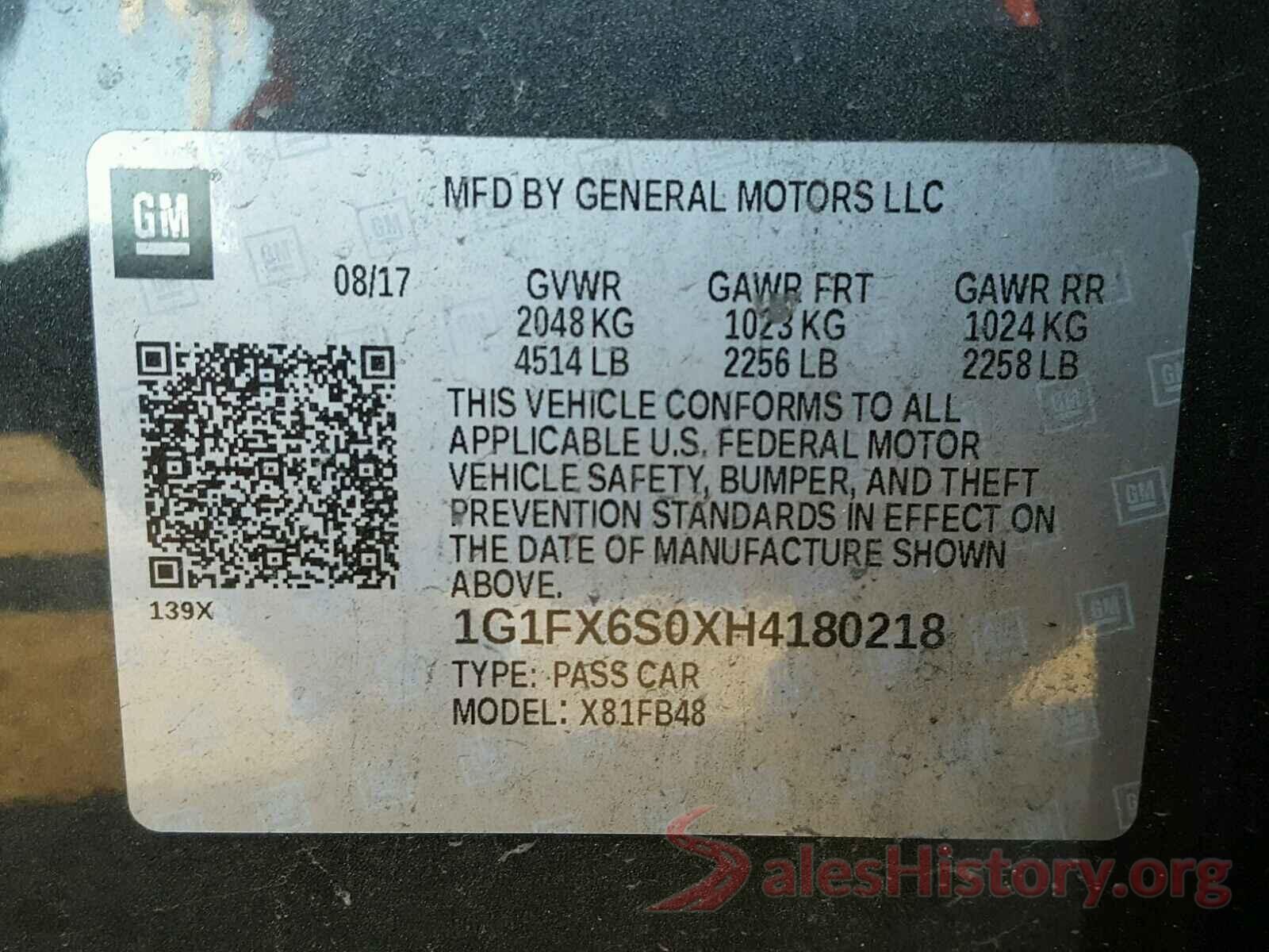 1G1FX6S0XH4180218 2017 CHEVROLET BOLT