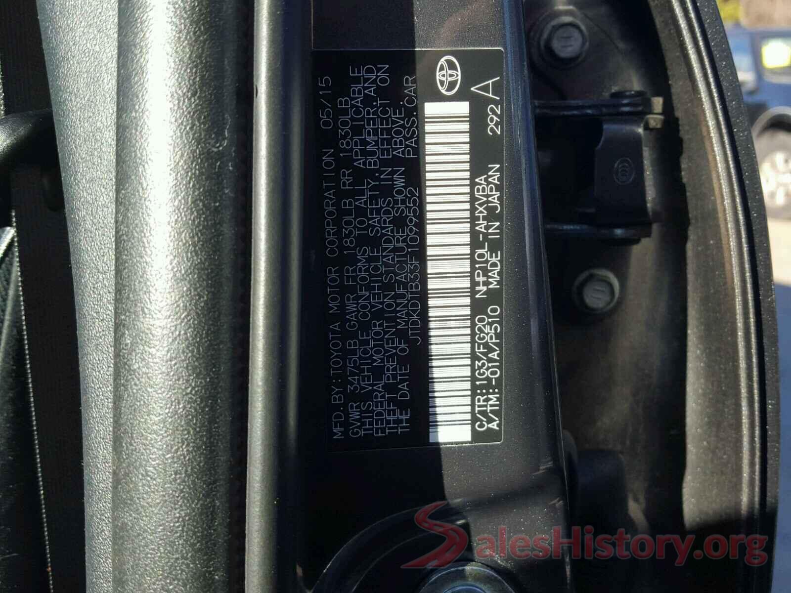 JTDKDTB33F1099552 2015 TOYOTA PRIUS