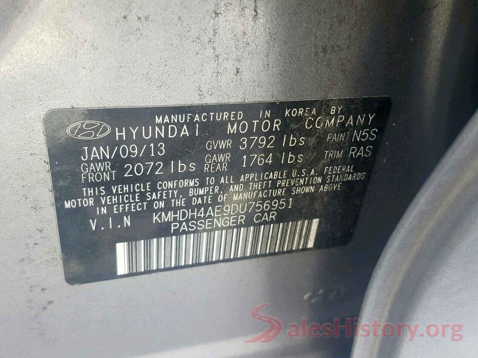 KMHDH4AE9DU756951 2013 HYUNDAI ELANTRA