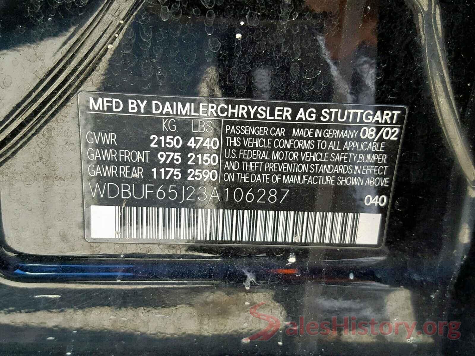 WDBUF65J23A106287 2003 MERCEDES-BENZ E CLASS