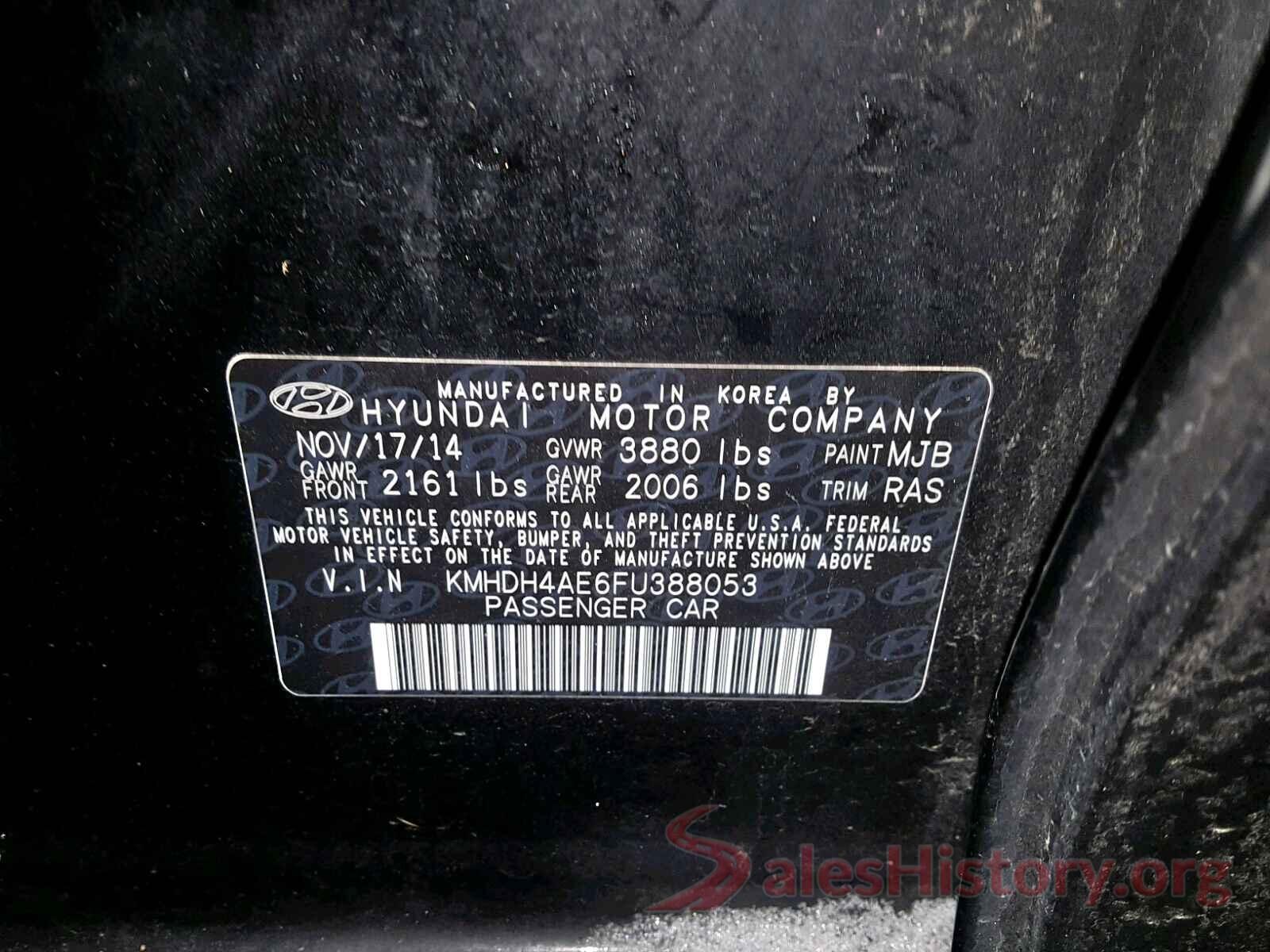 KMHDH4AE6FU388053 2015 HYUNDAI ELANTRA