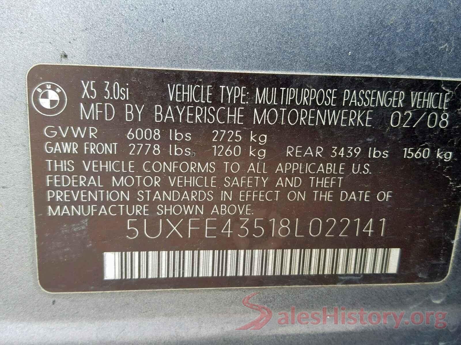 5UXFE43518L022141 2008 BMW X5