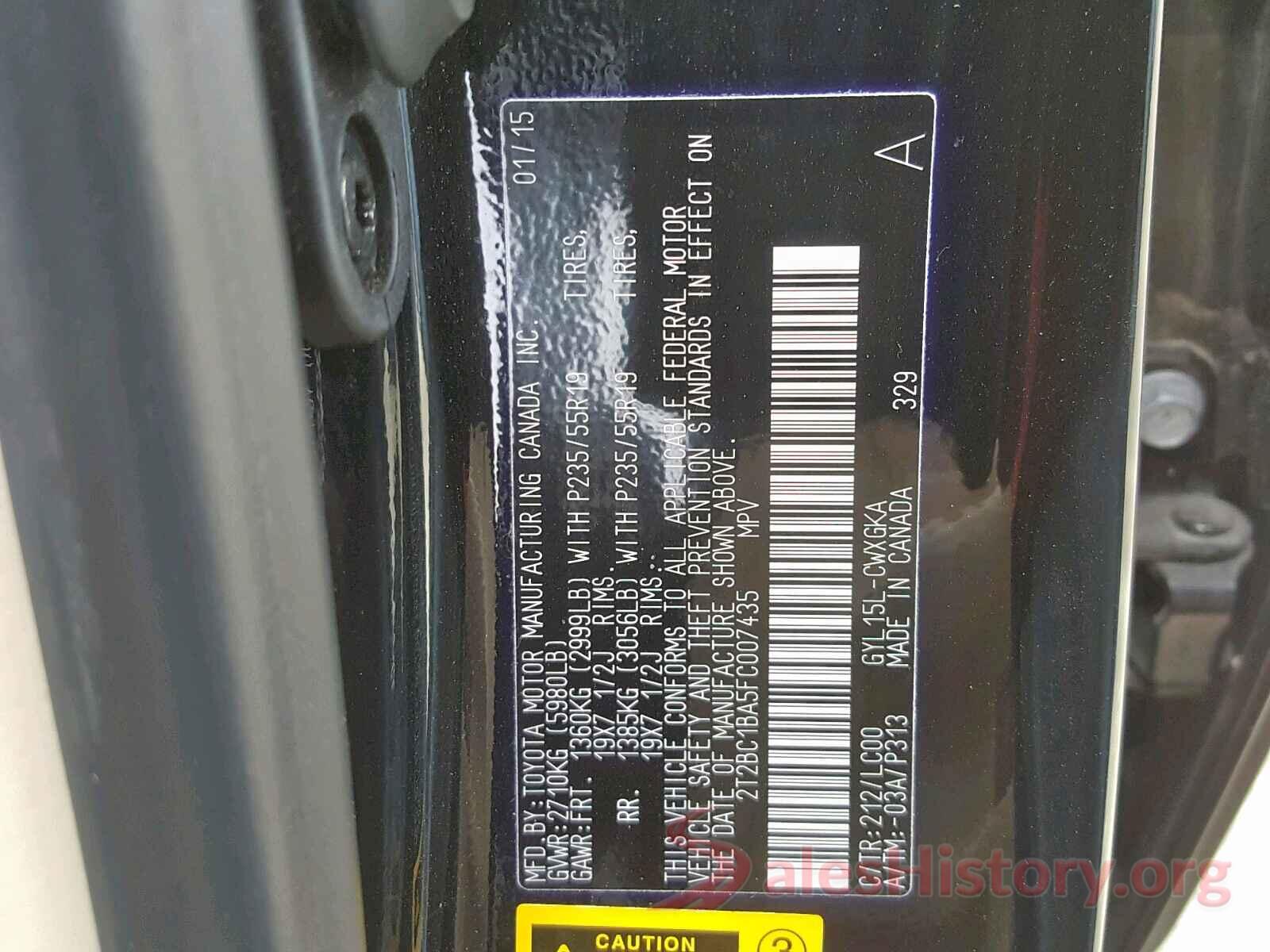 2T2BC1BA5FC007435 2015 LEXUS RX450