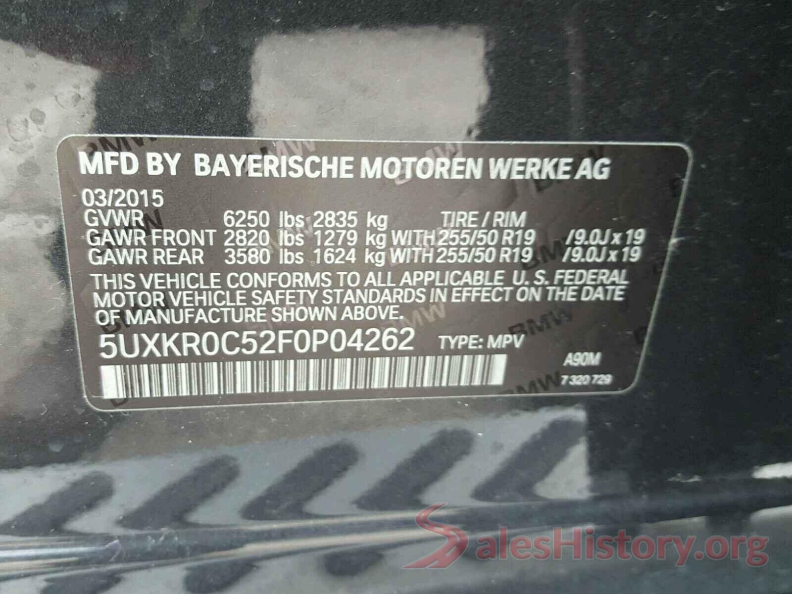 5UXKR0C52F0P04262 2015 BMW X5