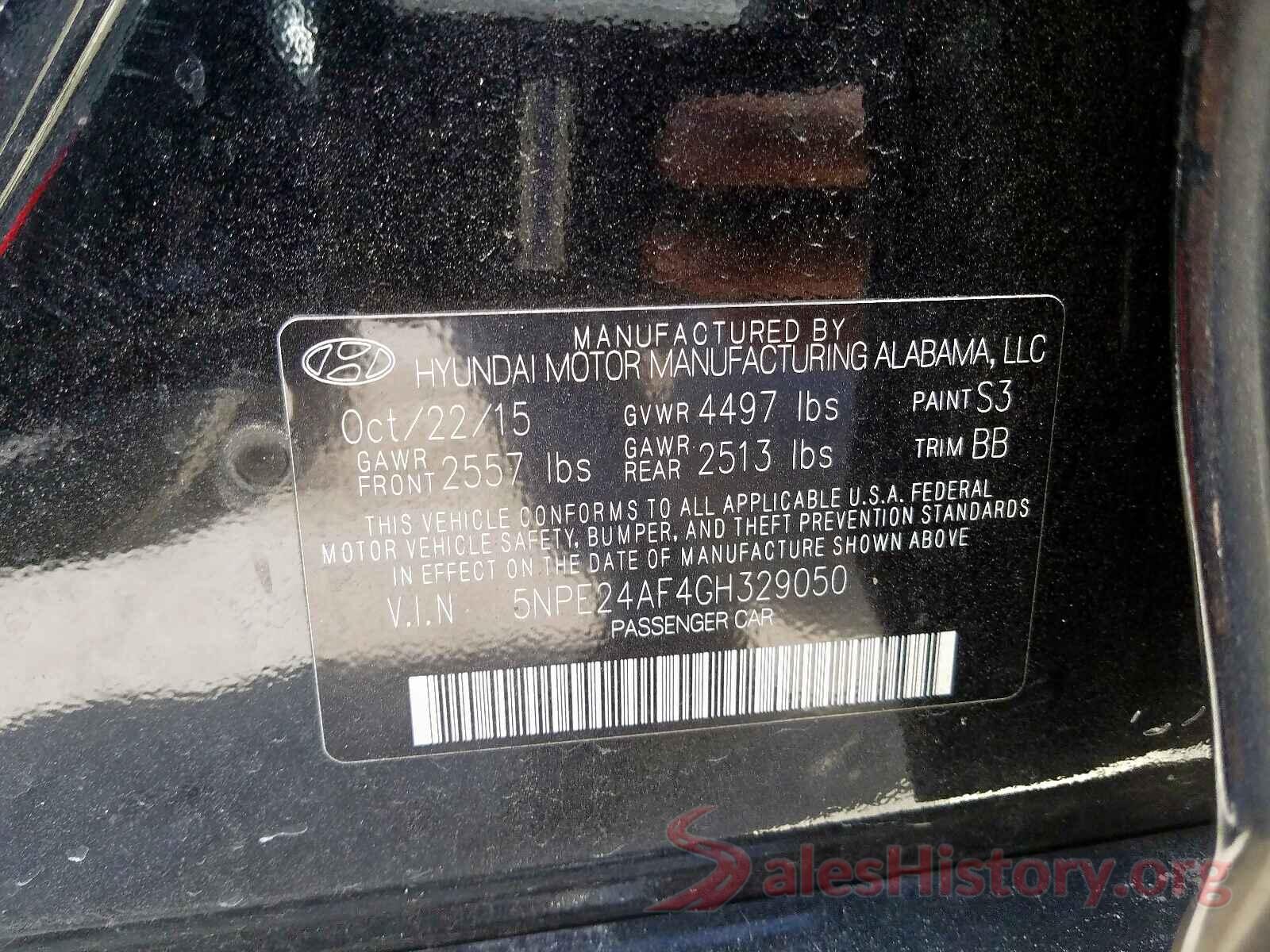 5NPE24AF4GH329050 2016 HYUNDAI SONATA