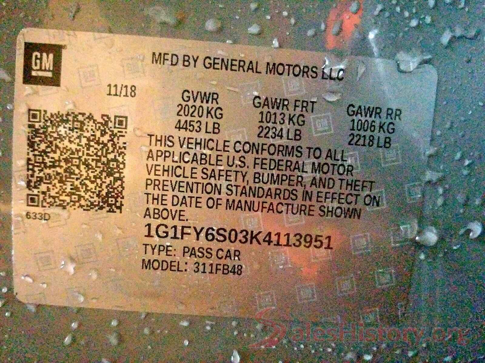 1G1FY6S03K4113951 2019 CHEVROLET BOLT