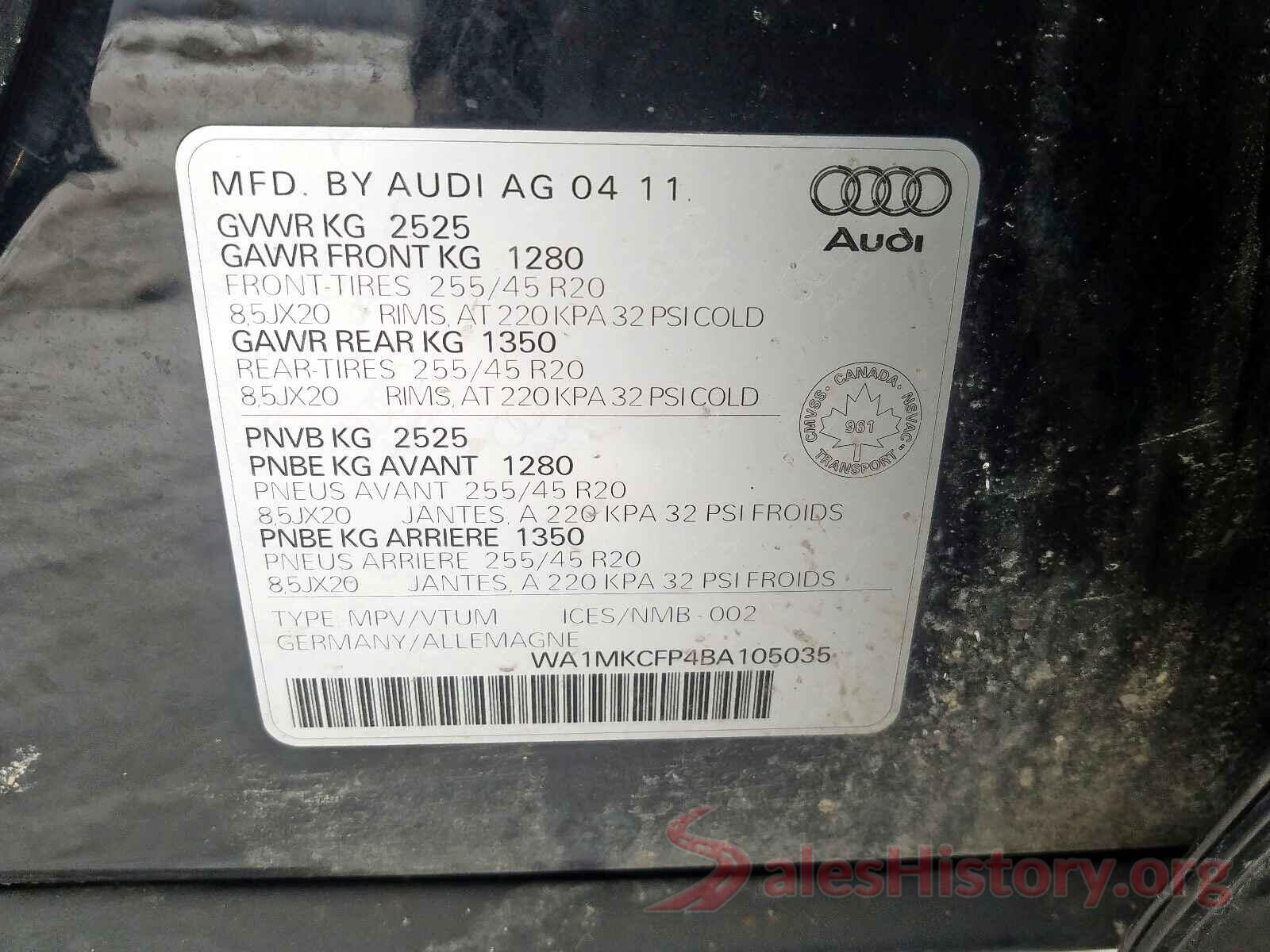 2C3CDXCT9GH178290 2011 AUDI Q5