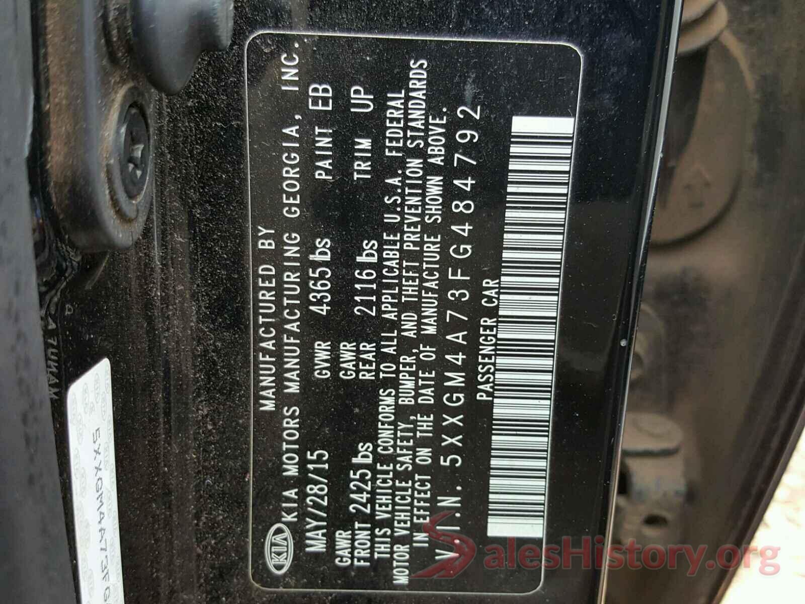 5XXGM4A73FG484792 2015 KIA OPTIMA