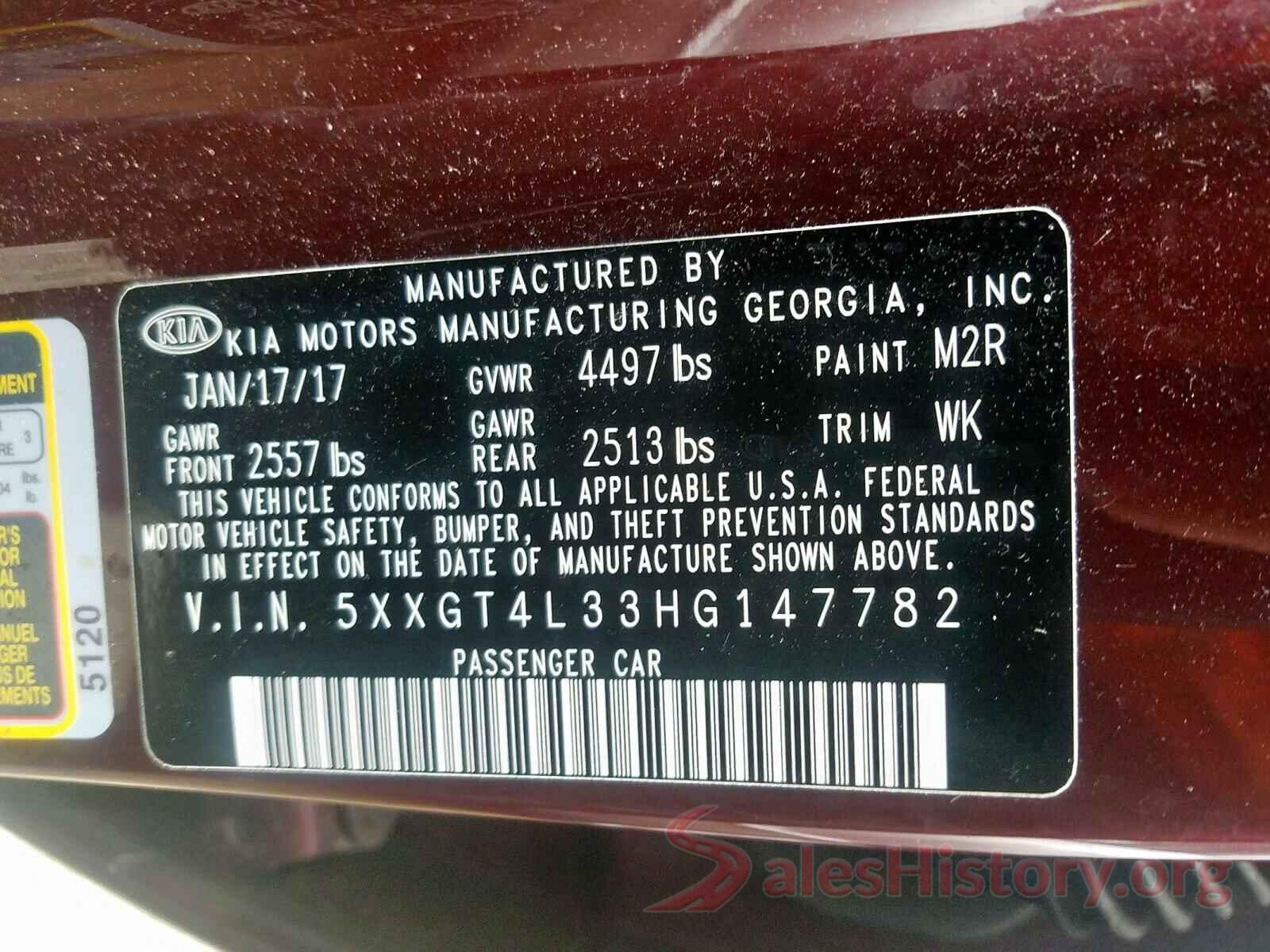 5XXGT4L33HG147782 2017 KIA OPTIMA