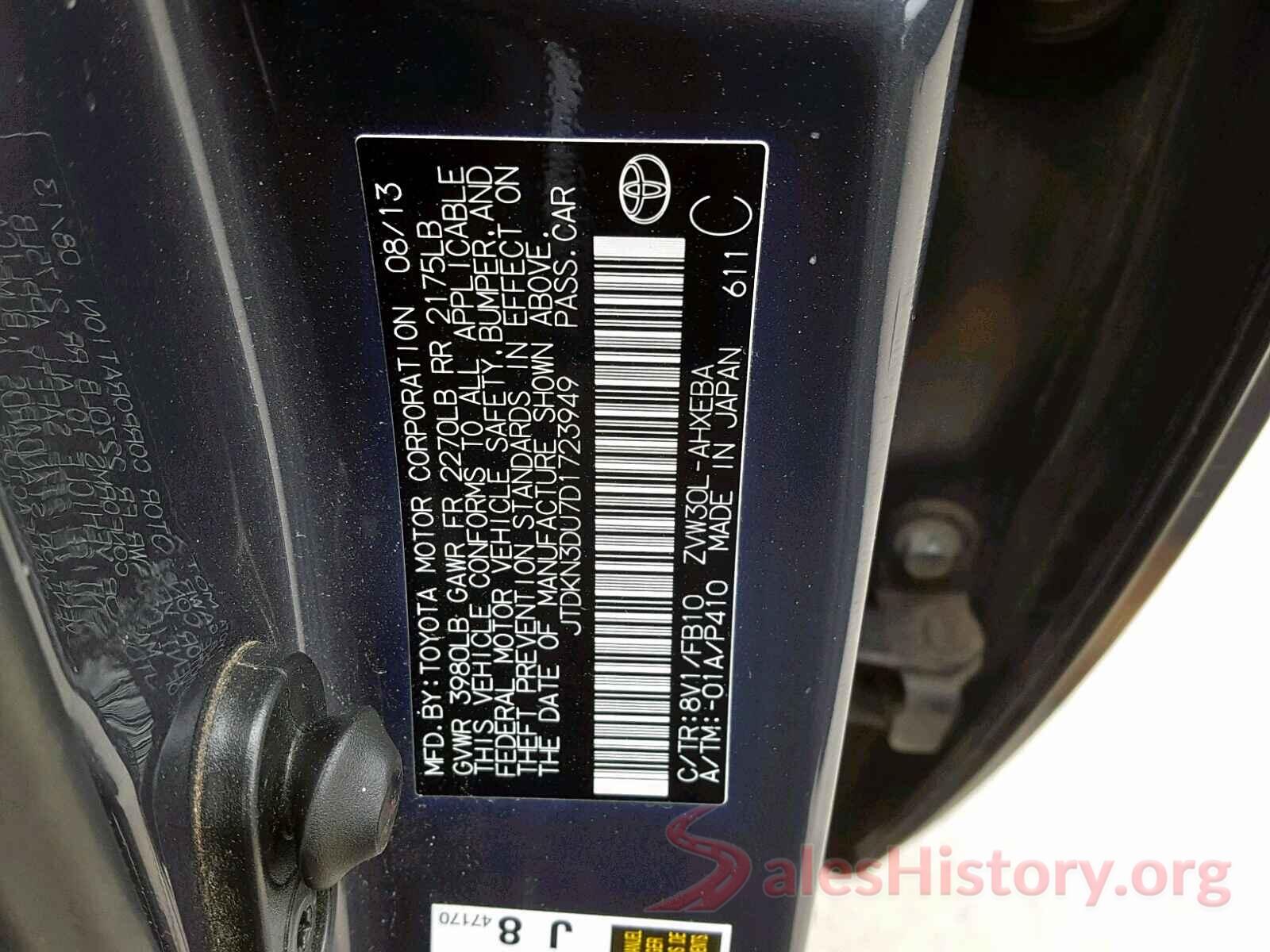 JTDKN3DU7D1723949 2013 TOYOTA PRIUS