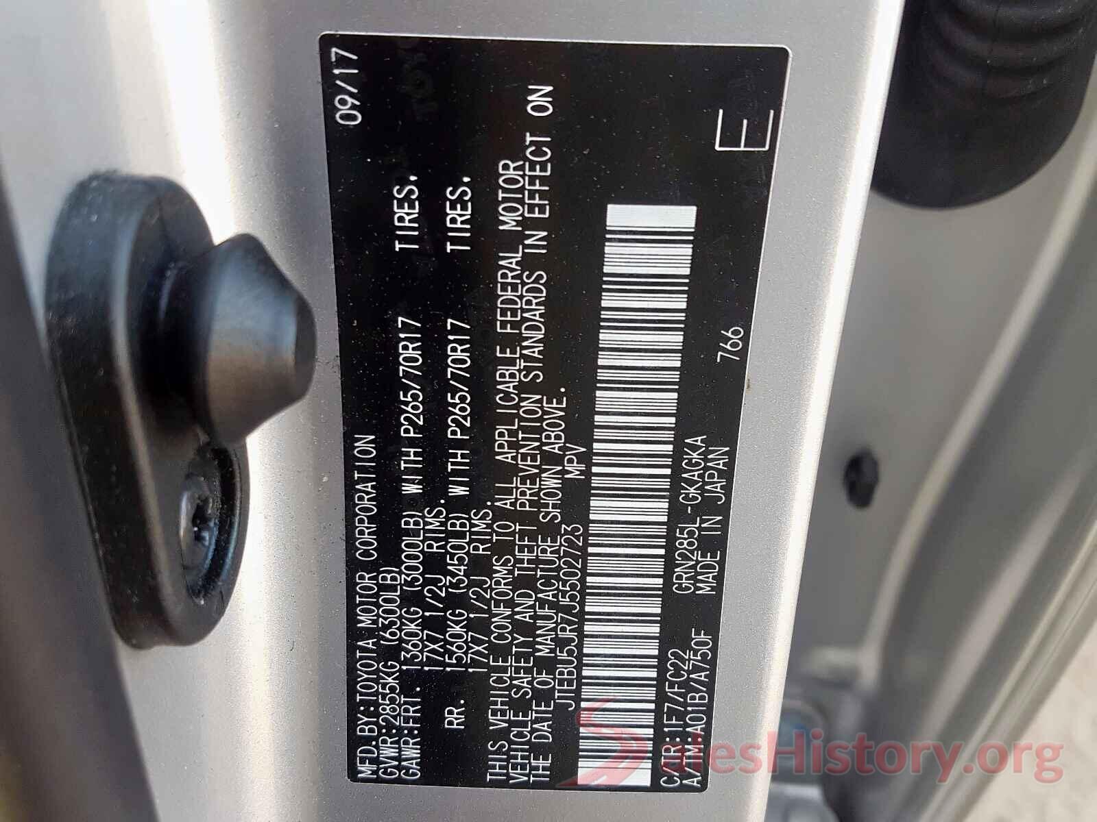 JTEBU5JR7J5502723 2018 TOYOTA 4RUNNER