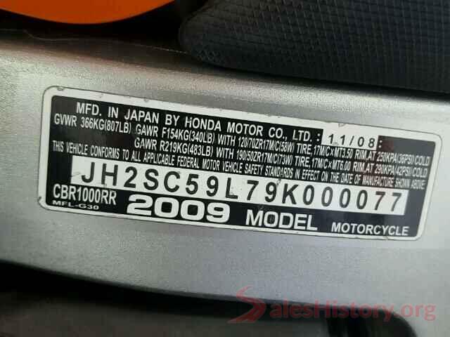 JH2SC59L79K000077 2009 HONDA CBR CYCLE