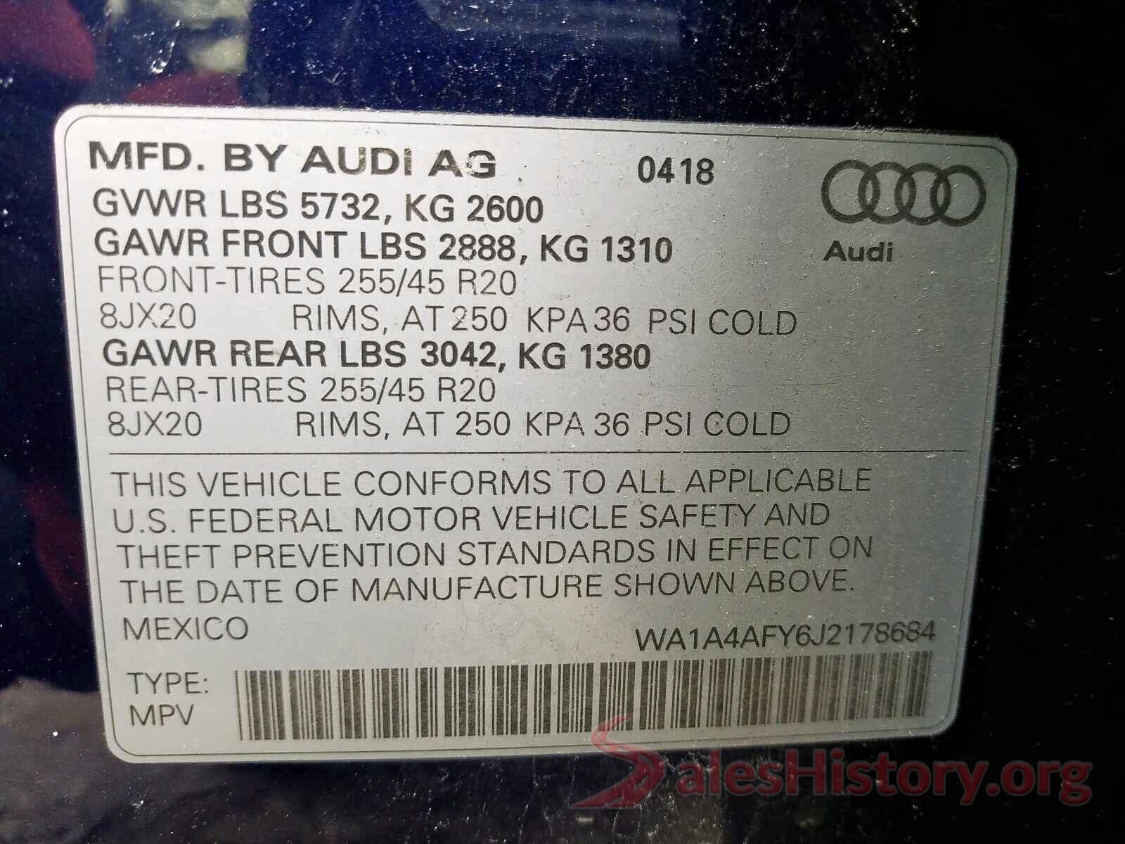 WA1A4AFY6J2178684 2018 AUDI SQ5