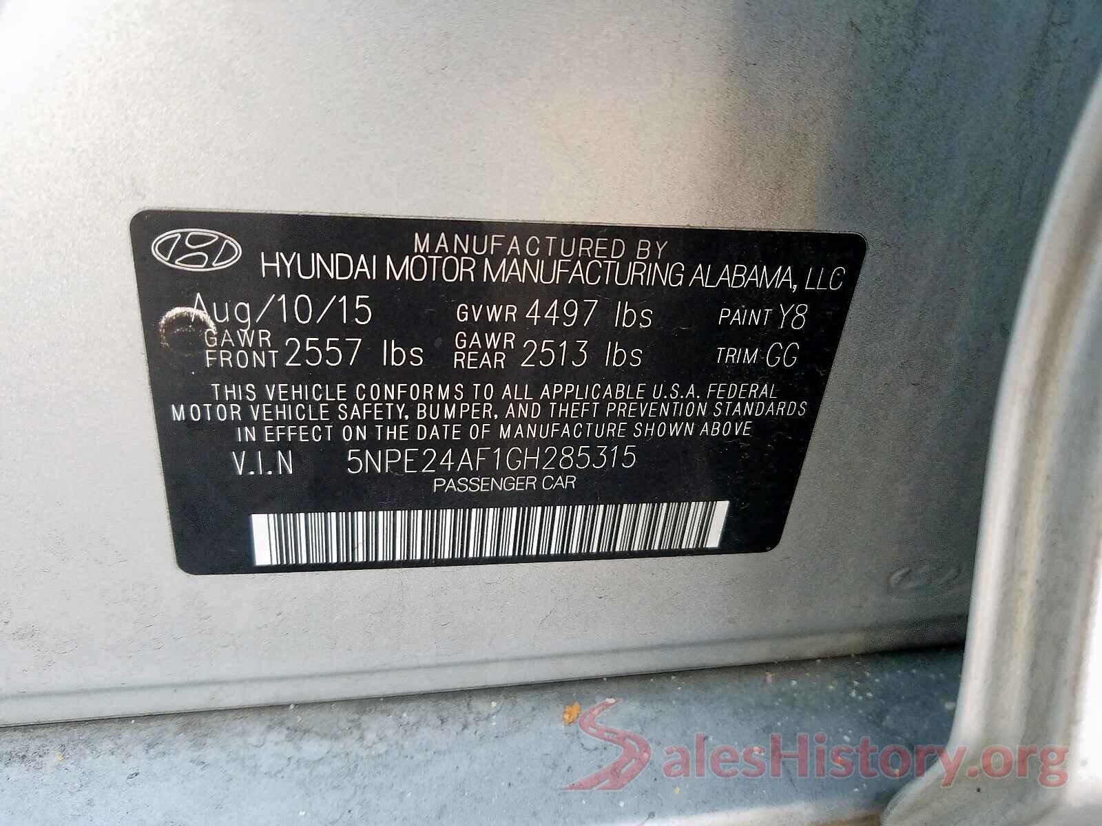 5NPE24AF1GH285315 2016 HYUNDAI SONATA