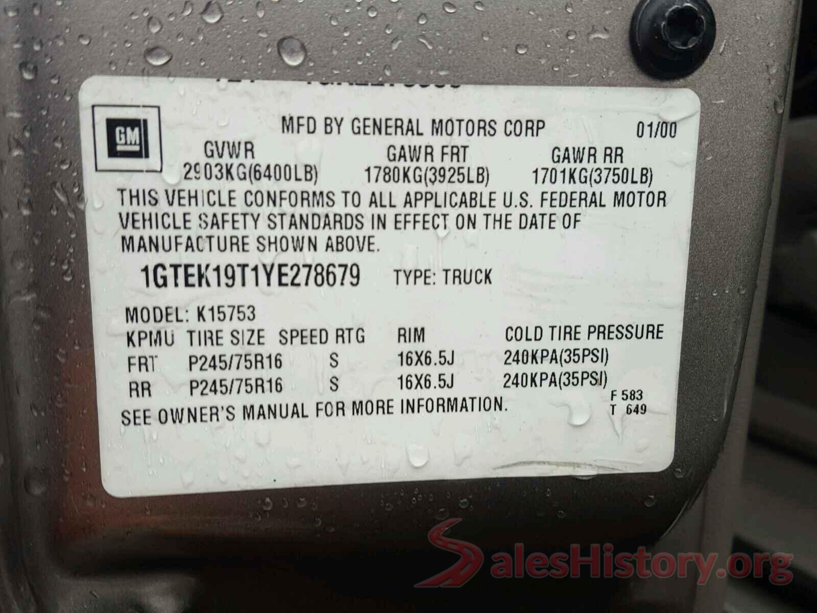 KMHDH4AE6GU557196 2000 GMC SIERRA