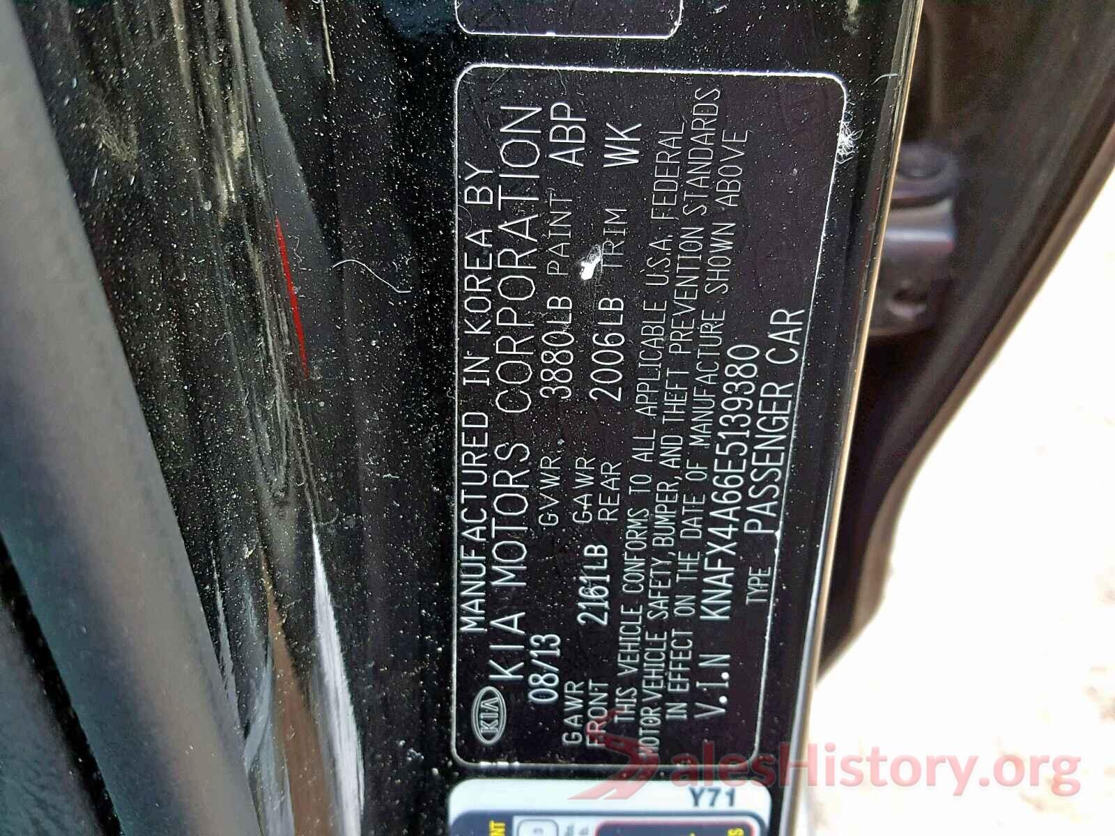 KNAFX4A66E5139380 2014 KIA FORTE