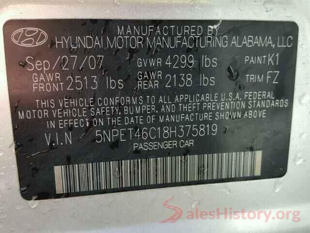 4T1BF1FKXHU707421 2008 HYUNDAI SONATA