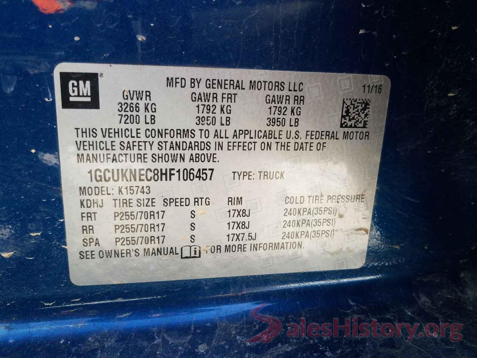 5FNYF6H99HB058371 2017 CHEVROLET SILVERADO