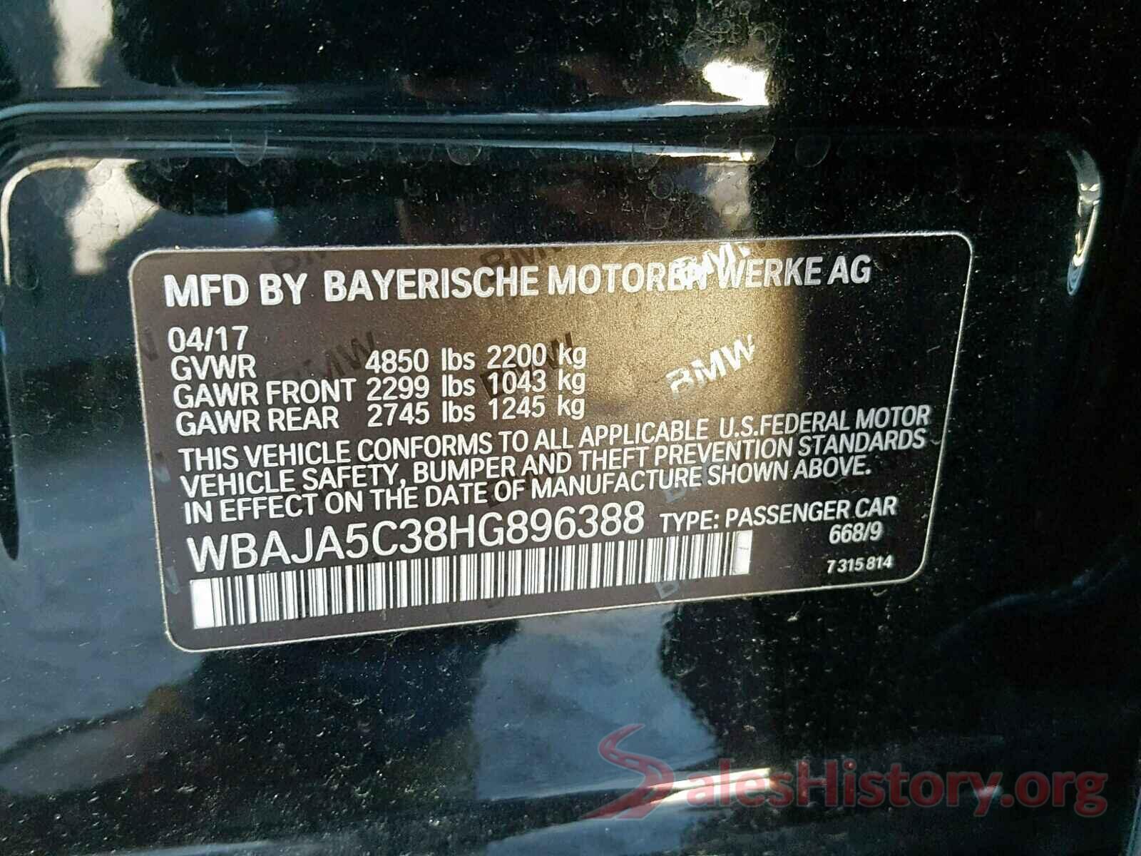 WBAJA5C38HG896388 2017 BMW 5 SERIES