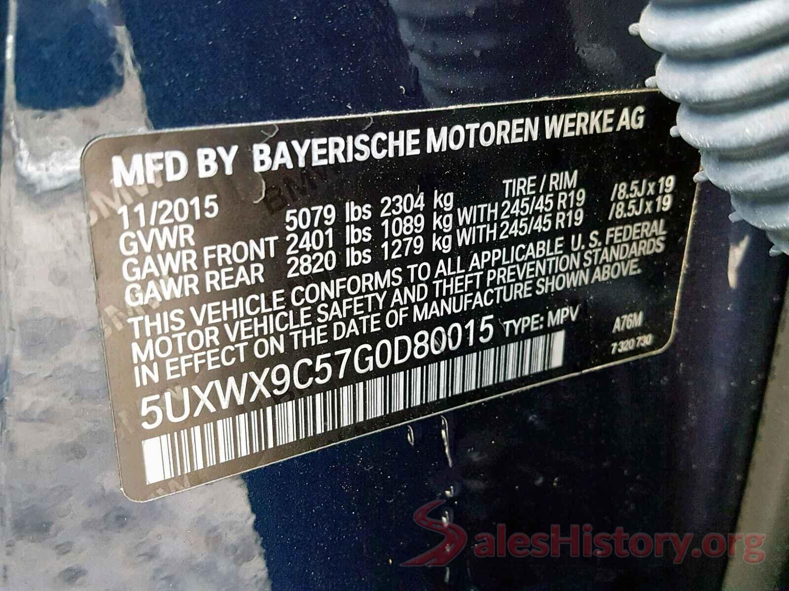 5UXWX9C57G0D80015 2016 BMW X3