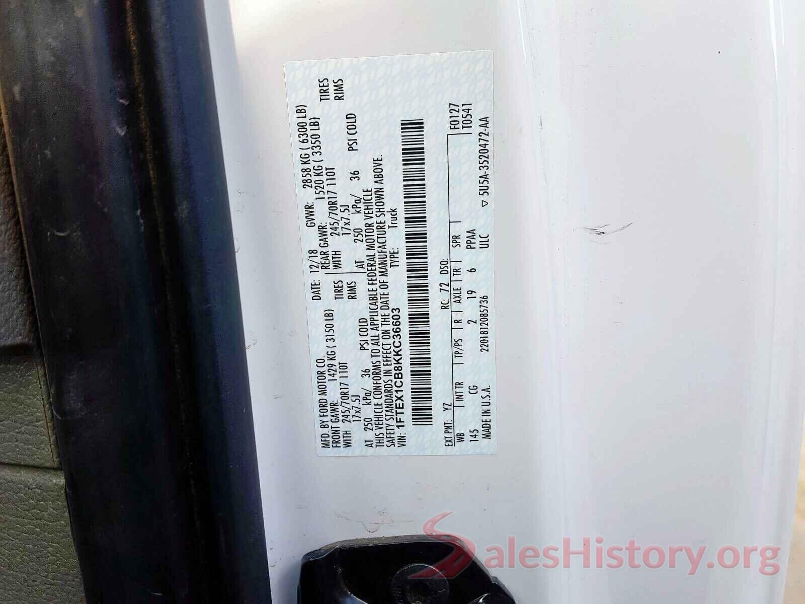 1FTEX1CB8KKC36603 2019 FORD F150