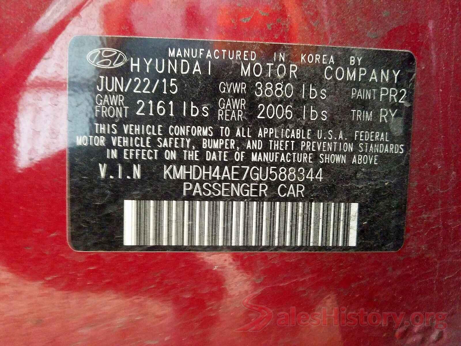 KMHDH4AE7GU588344 2016 HYUNDAI ELANTRA