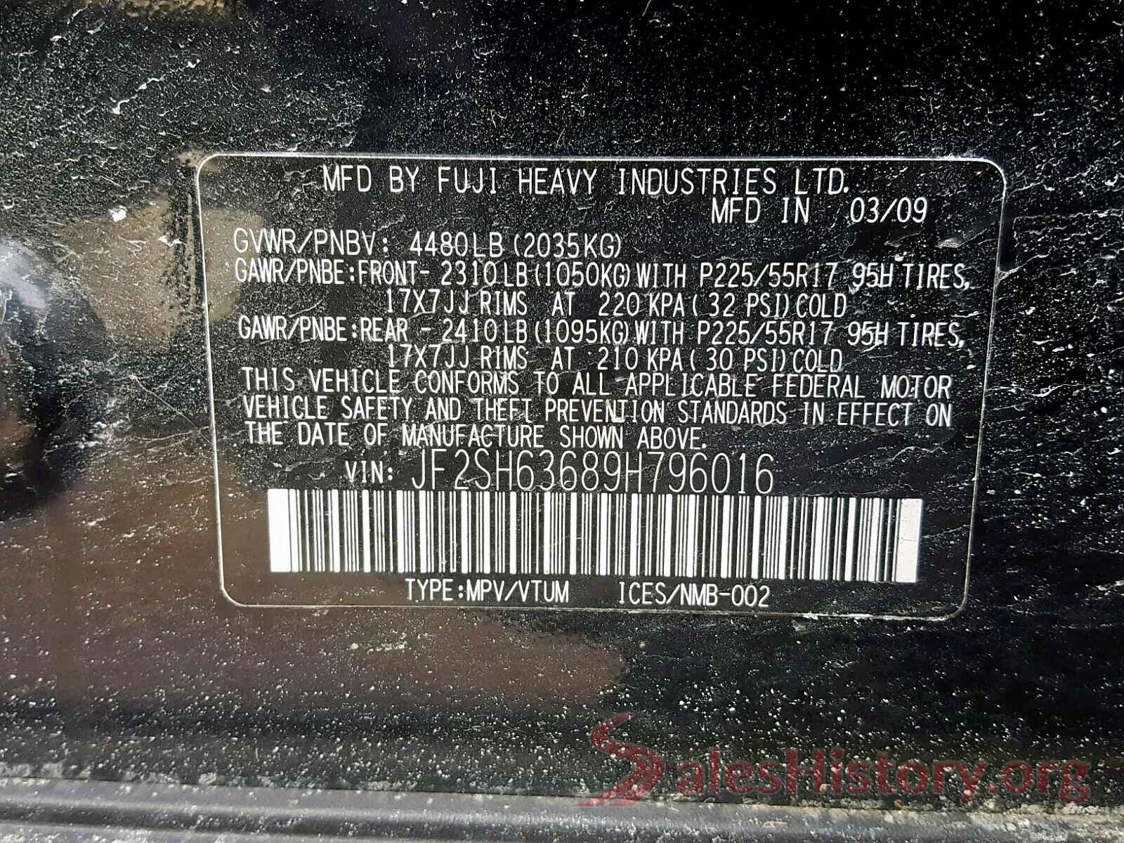 JF2SH63689H796016 2009 SUBARU FORESTER