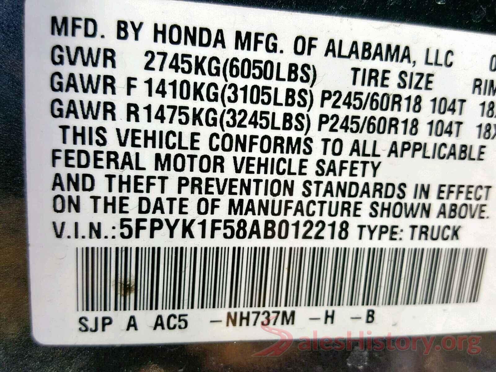 5FPYK1F58AB012218 2010 HONDA RIDGELINE