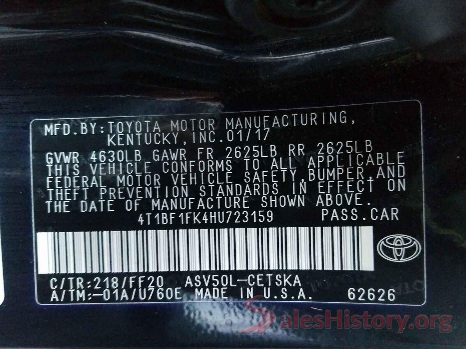 4T1BF1FK4HU723159 2017 TOYOTA CAMRY