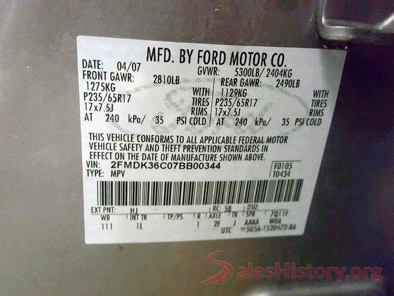 2FMDK36C07BB00344 2007 FORD EDGE SE