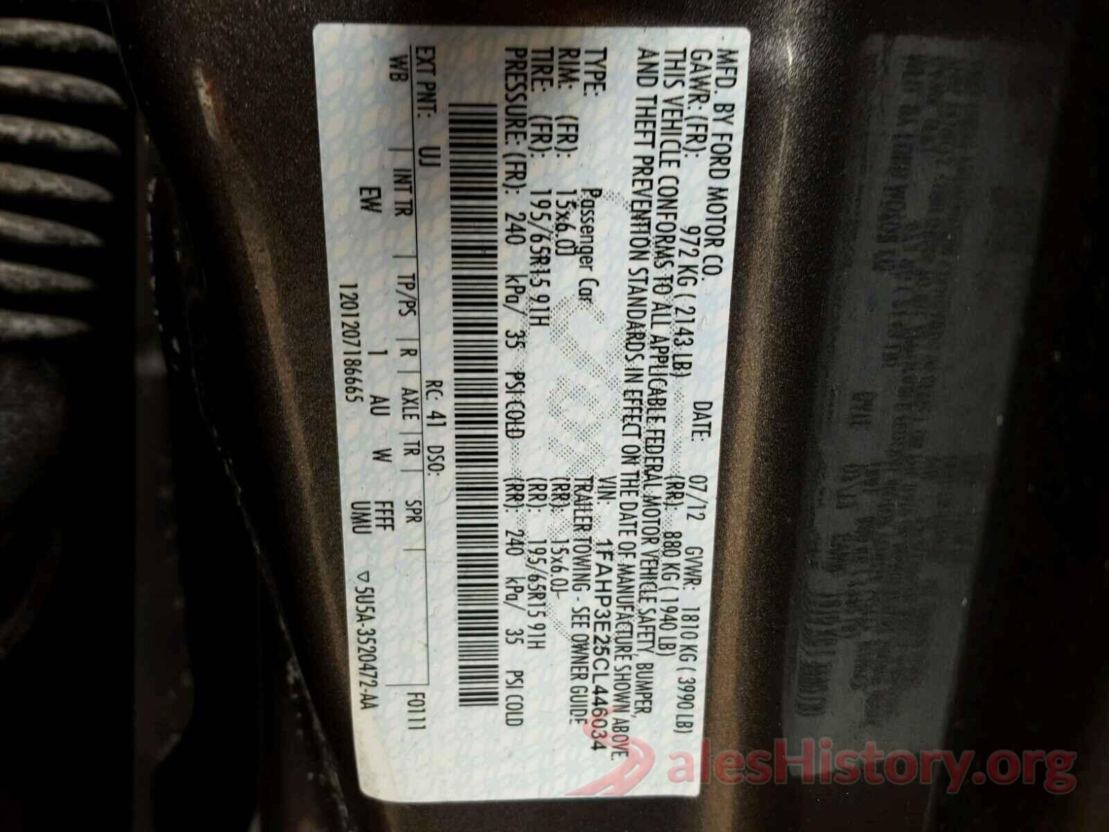 2HGFC2F73GH568493 2012 FORD FOCUS