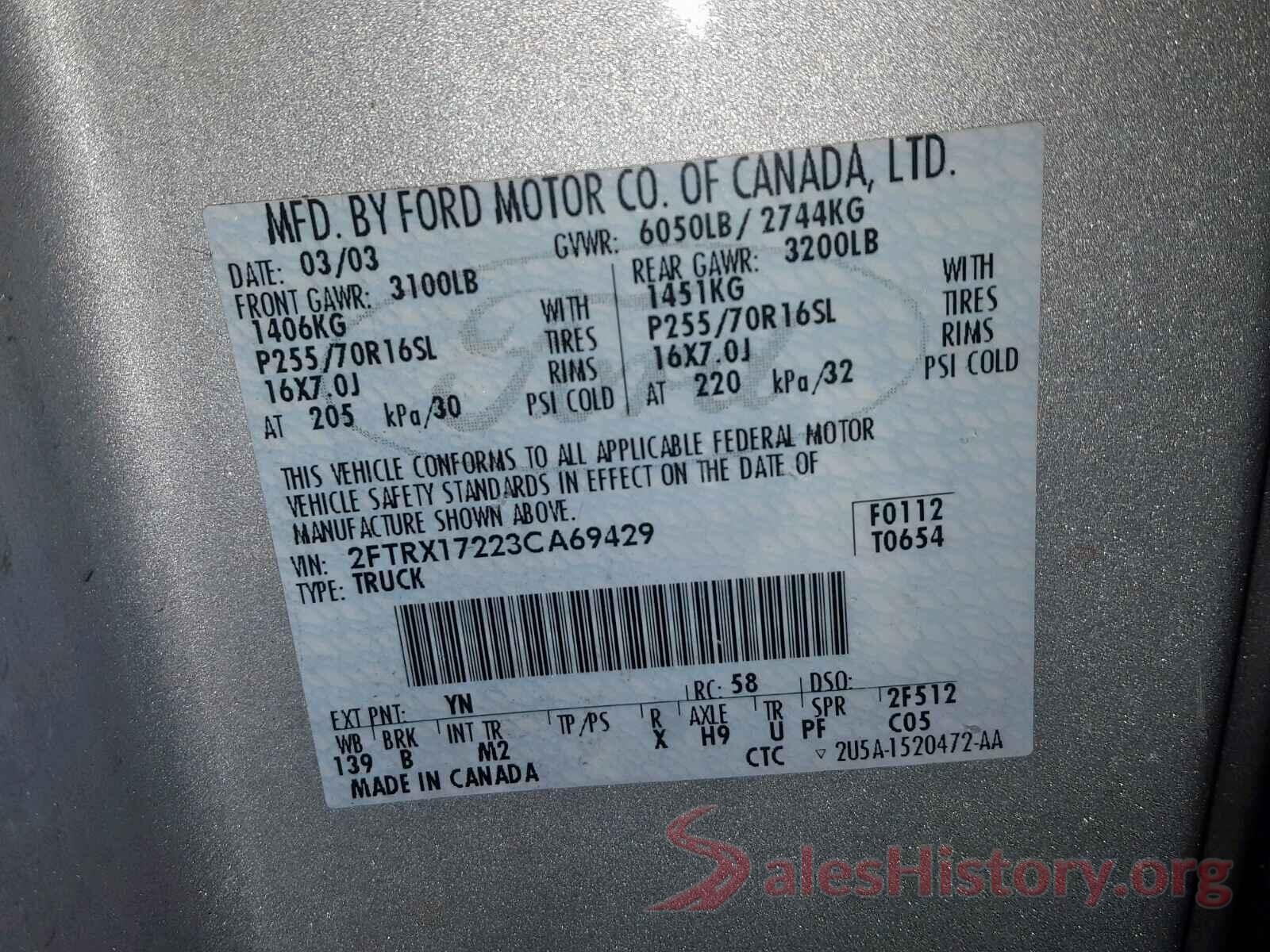 1FT8W3DT9HEE24573 2003 FORD F150