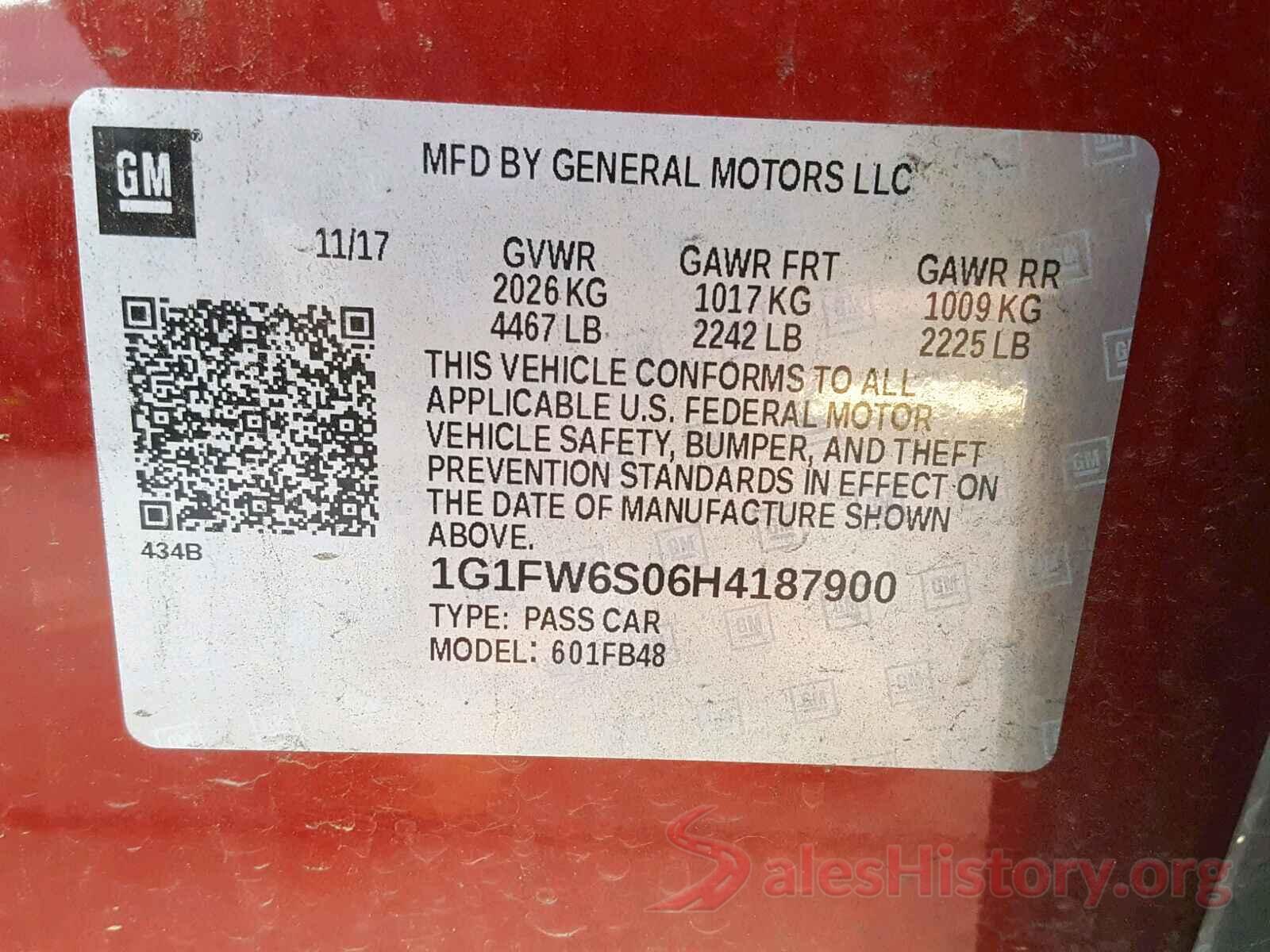 1G1FW6S06H4187900 2017 CHEVROLET BOLT