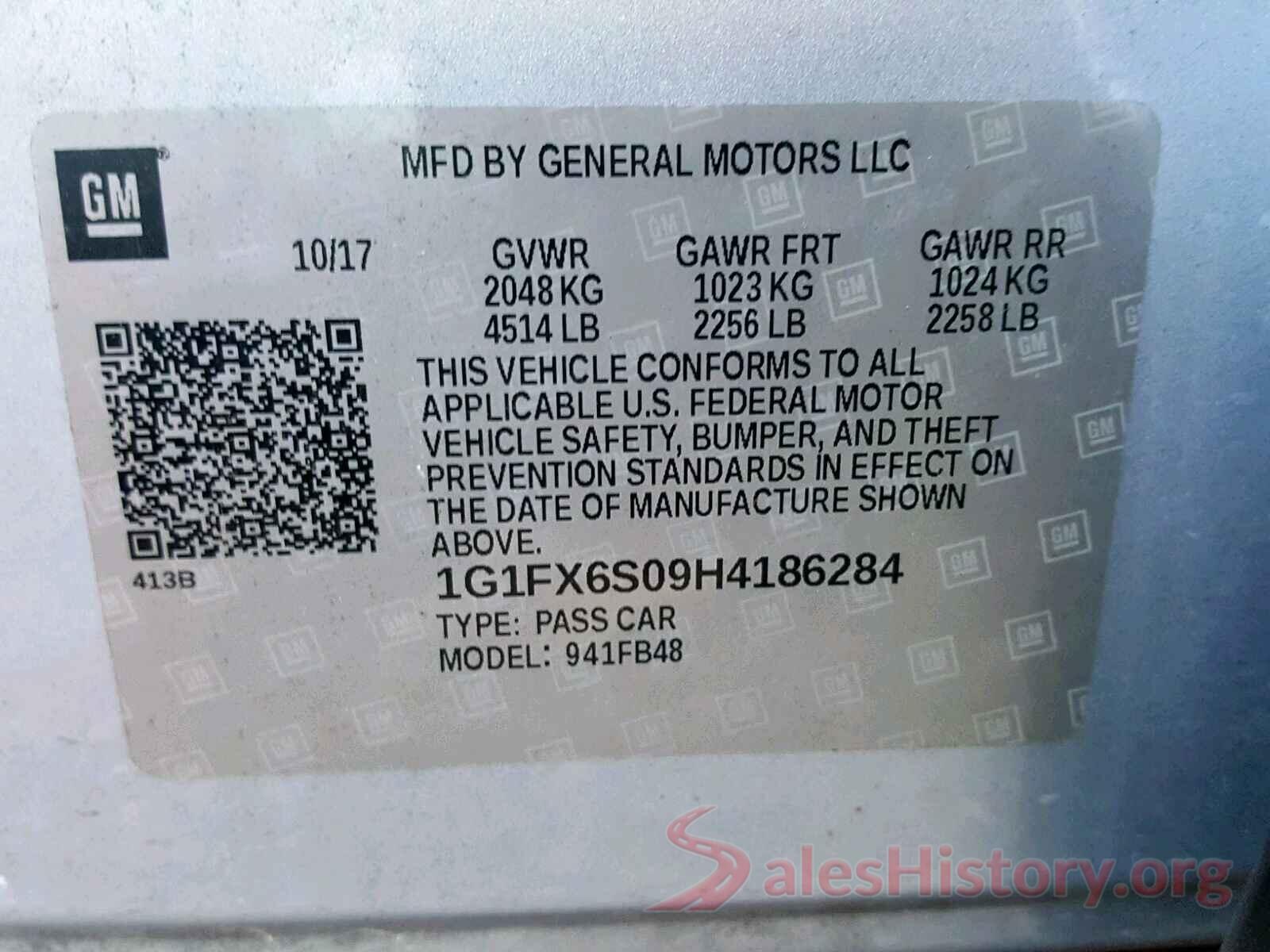 1G1FX6S09H4186284 2017 CHEVROLET BOLT