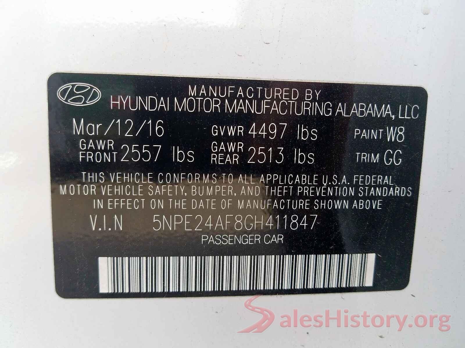 2T3DFREV8GW455919 2016 HYUNDAI SONATA