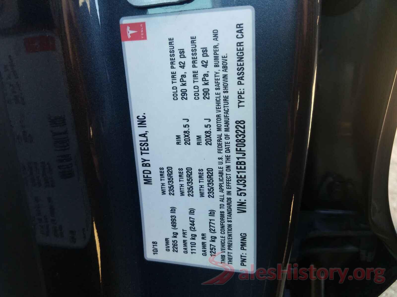 5YJ3E1EB1JF083228 2018 TESLA MODEL 3