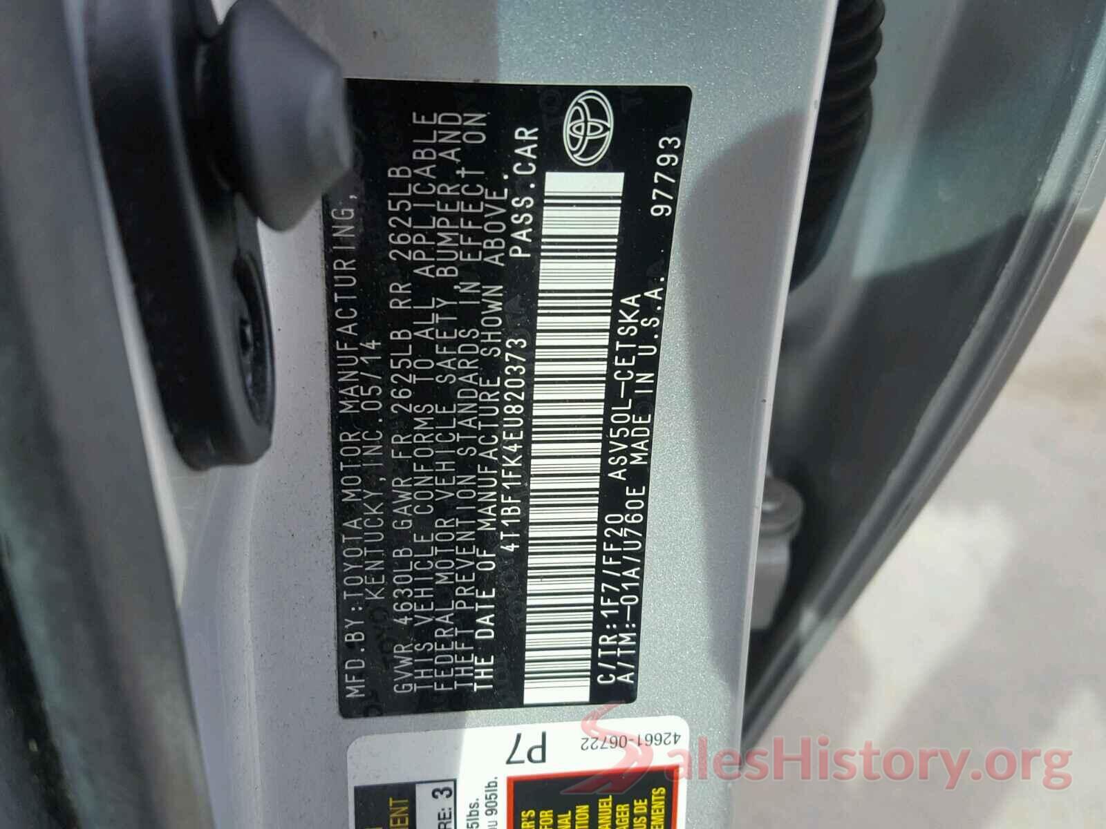 4T1BF1FK4EU820373 2014 TOYOTA CAMRY