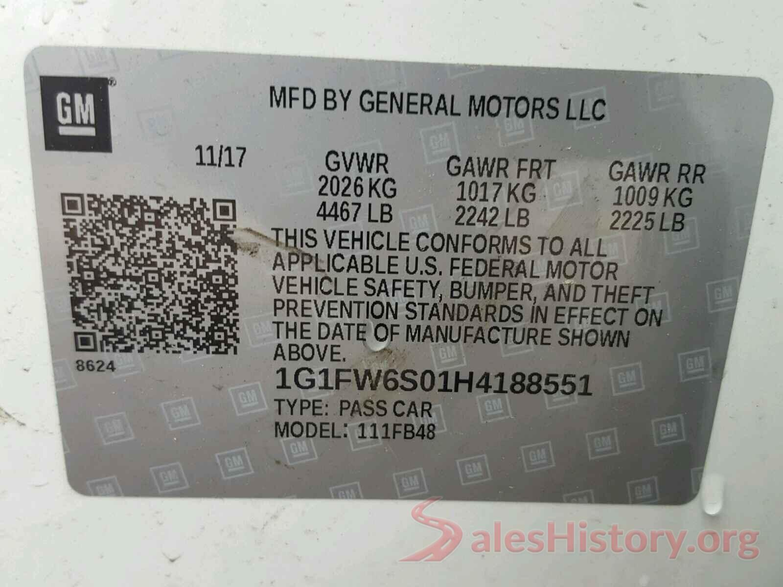 1G1FW6S01H4188551 2017 CHEVROLET BOLT