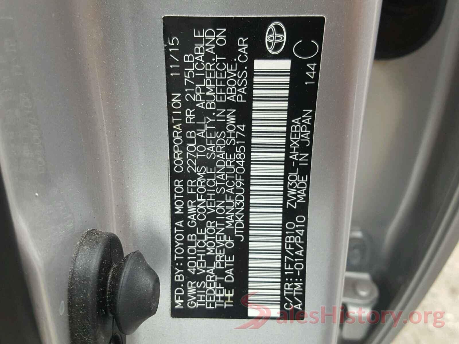 JTDKN3DU9F0485174 2015 TOYOTA PRIUS